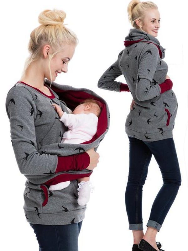 Damen Stillsweatshirt mit Reissverschluss und Taschen - Grau