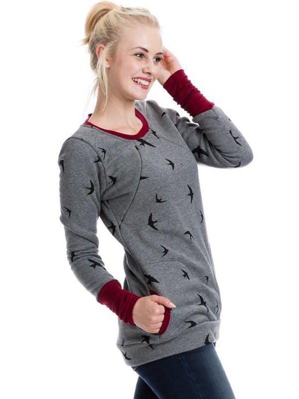 Damen Stillsweatshirt mit Reissverschluss und Taschen