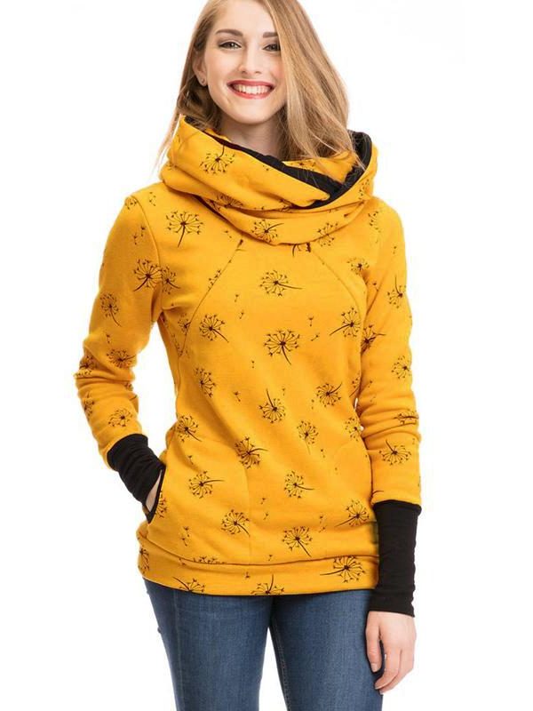Damen Stillsweatshirt mit Reissverschluss und Taschen - Gelb