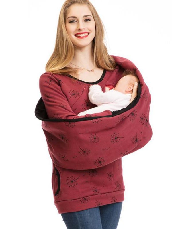 Damen Stillsweatshirt mit Reissverschluss und Taschen - Burgund