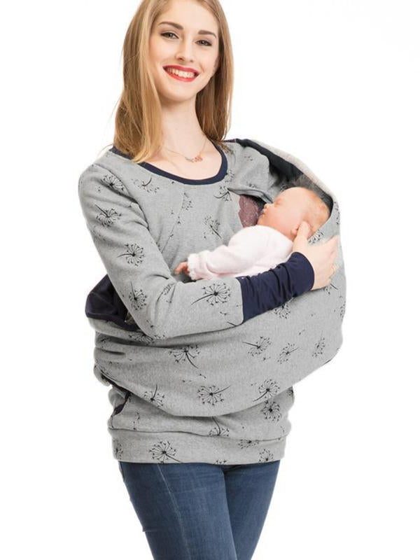 Damen Stillsweatshirt mit Reissverschluss und Taschen - Dunkelgrau