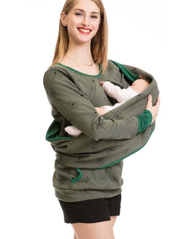 Damen Stillsweatshirt mit Reissverschluss und Taschen - Militärgrün