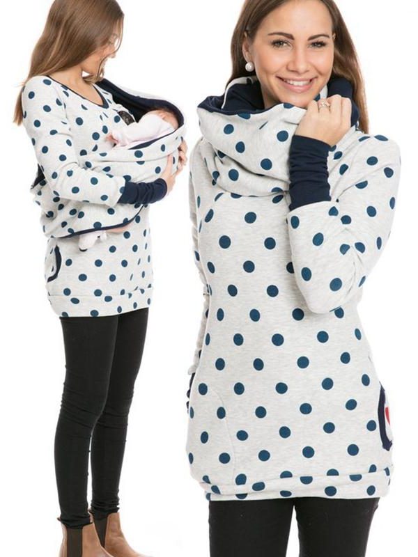 Damen Stillsweatshirt mit Reissverschluss und Taschen - Blau