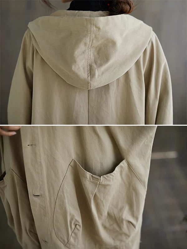 Damen Langer Wasserabweisender Trenchcoat mit Reverskragen - View 4
