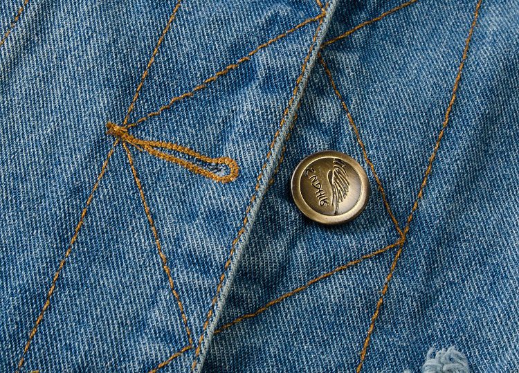Herren Jeansweste mit Knöpfen und Reverskragen - View 10