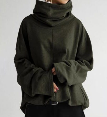 Damen Oversized Turtleneck Sweatshirt mit Taschen