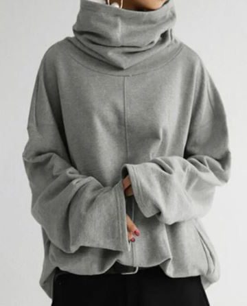 Damen Oversized Turtleneck Sweatshirt mit Taschen
