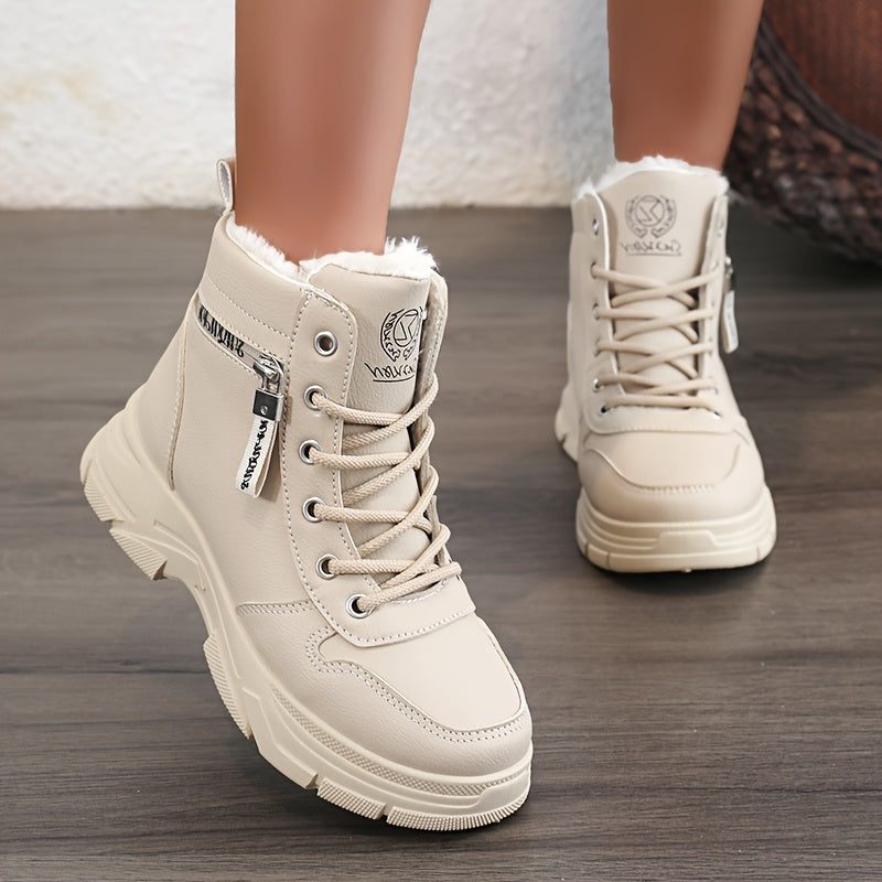 Damen Lace-Up Winter Sneakers - Khaki