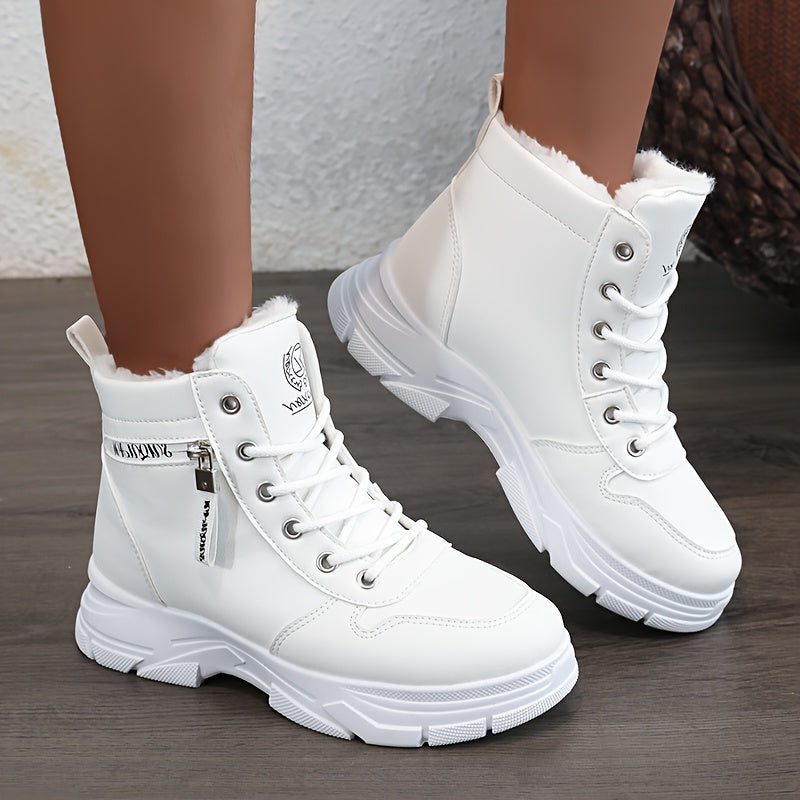 Damen Lace-Up Winter Sneakers - Weiss