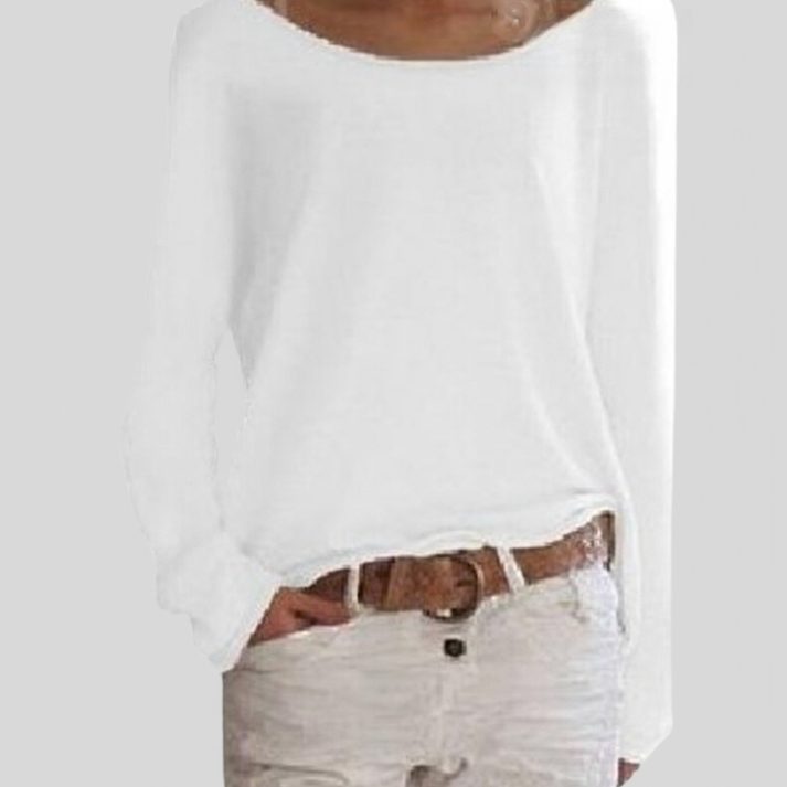 Damen Strickpullover mit Rundhals und Lockerer Passform - Weiss