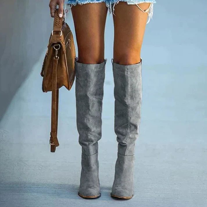 Damen Kniehohe Stiefel mit Blockabsatz - View 4