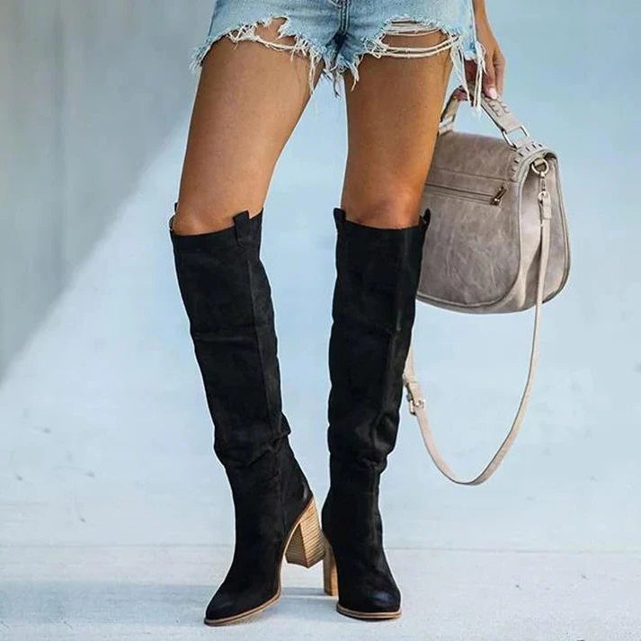 Damen Kniehohe Stiefel mit Blockabsatz - View 5