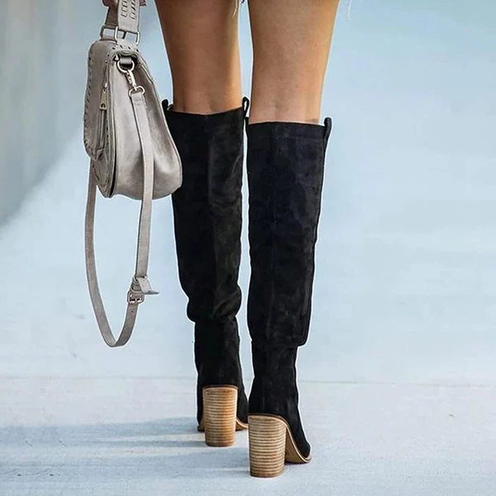Damen Kniehohe Stiefel mit Blockabsatz - View 6