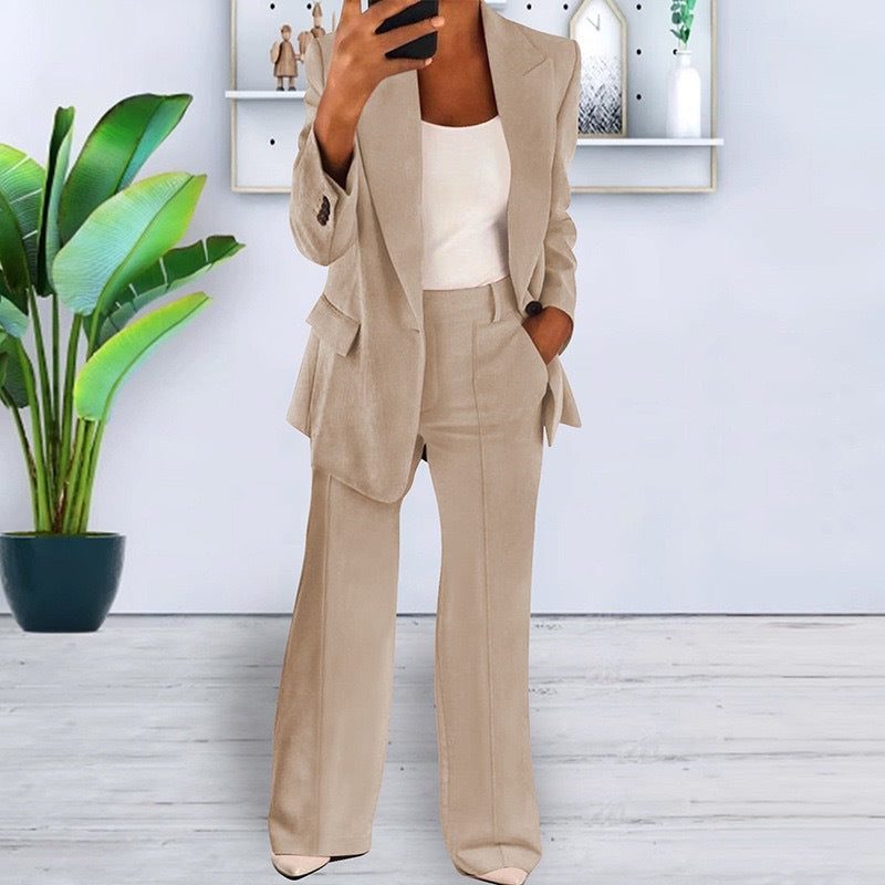 Damen Blazer und Hose Set mit Reverskragen