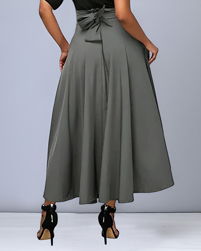 Damen Midirock mit Hoher Taille und Taschen - View 4