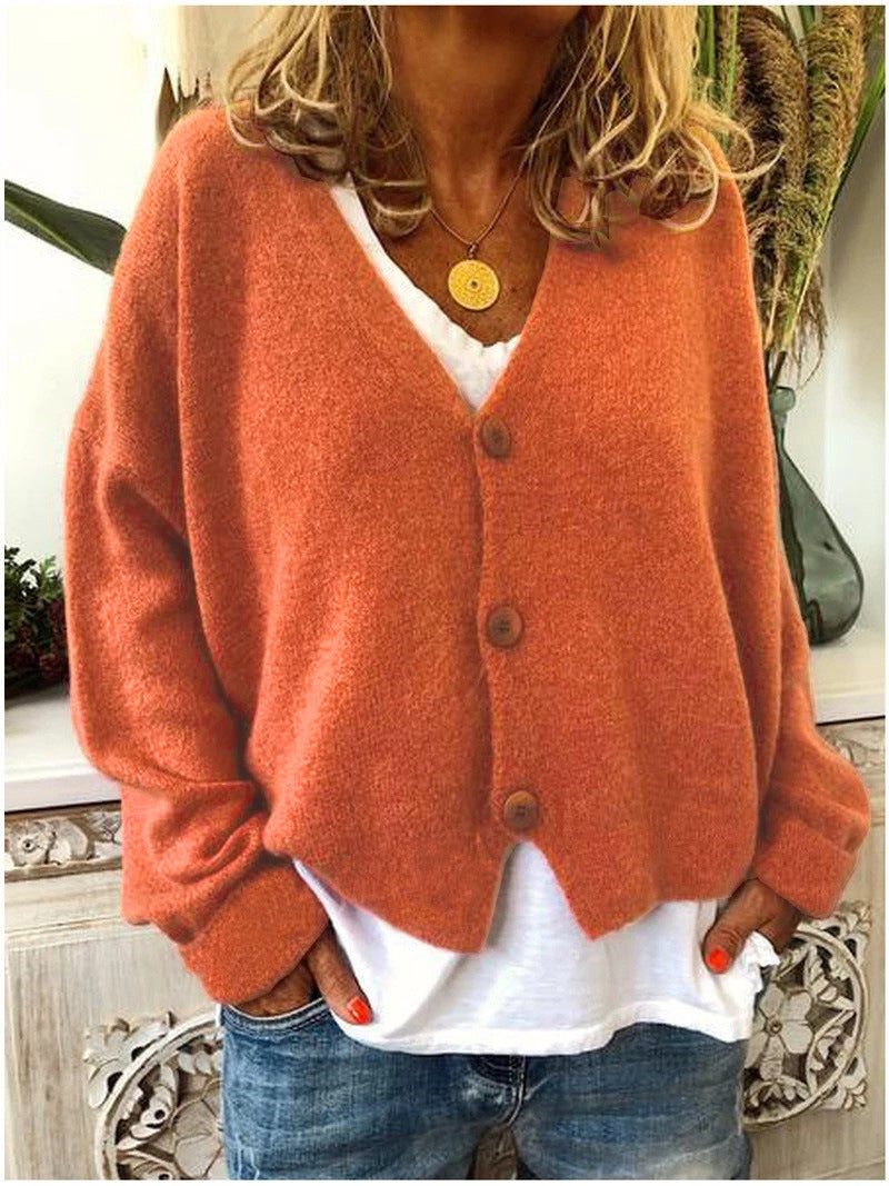 Damen Cardigan mit V-Ausschnitt und Knopfleiste