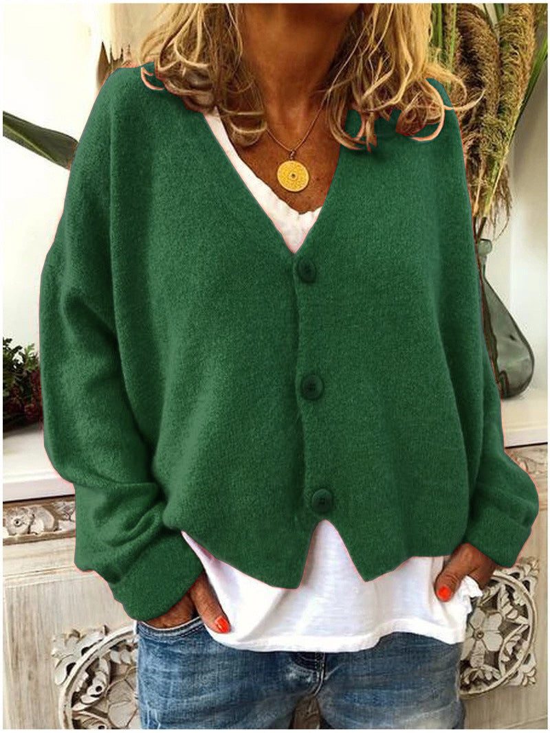 Damen Cardigan mit V-Ausschnitt und Knopfleiste - Grün
