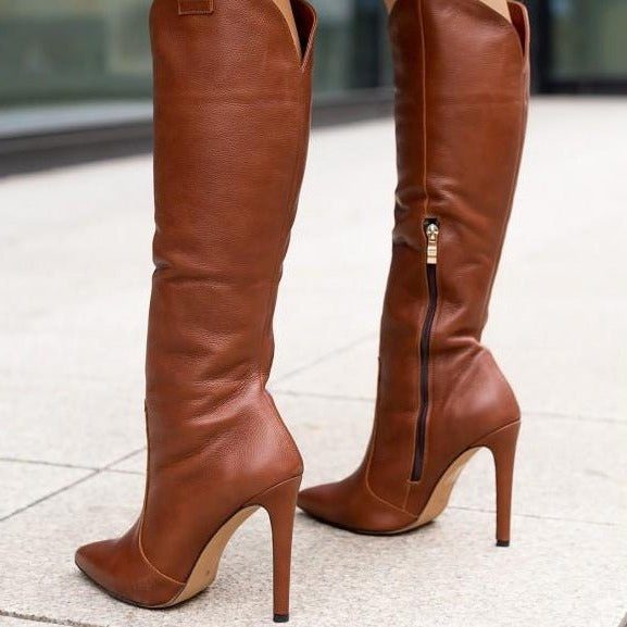 Damen Spitze Zehenpartie Stilettoabsatz Stiefel - View 9
