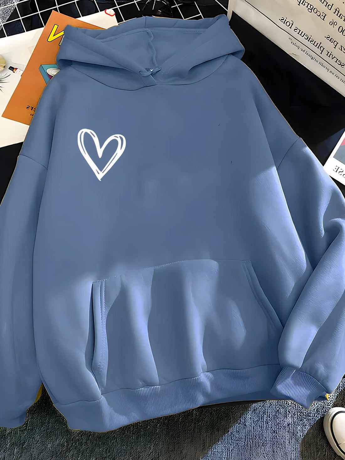 Damen Kapuzenpullover mit Herzdruck