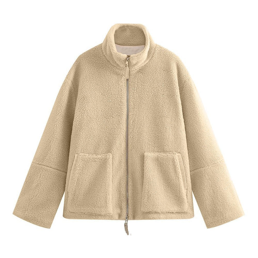 Damen Oversized Fleecejacke mit Stehkragen und Reissverschluss - View 4