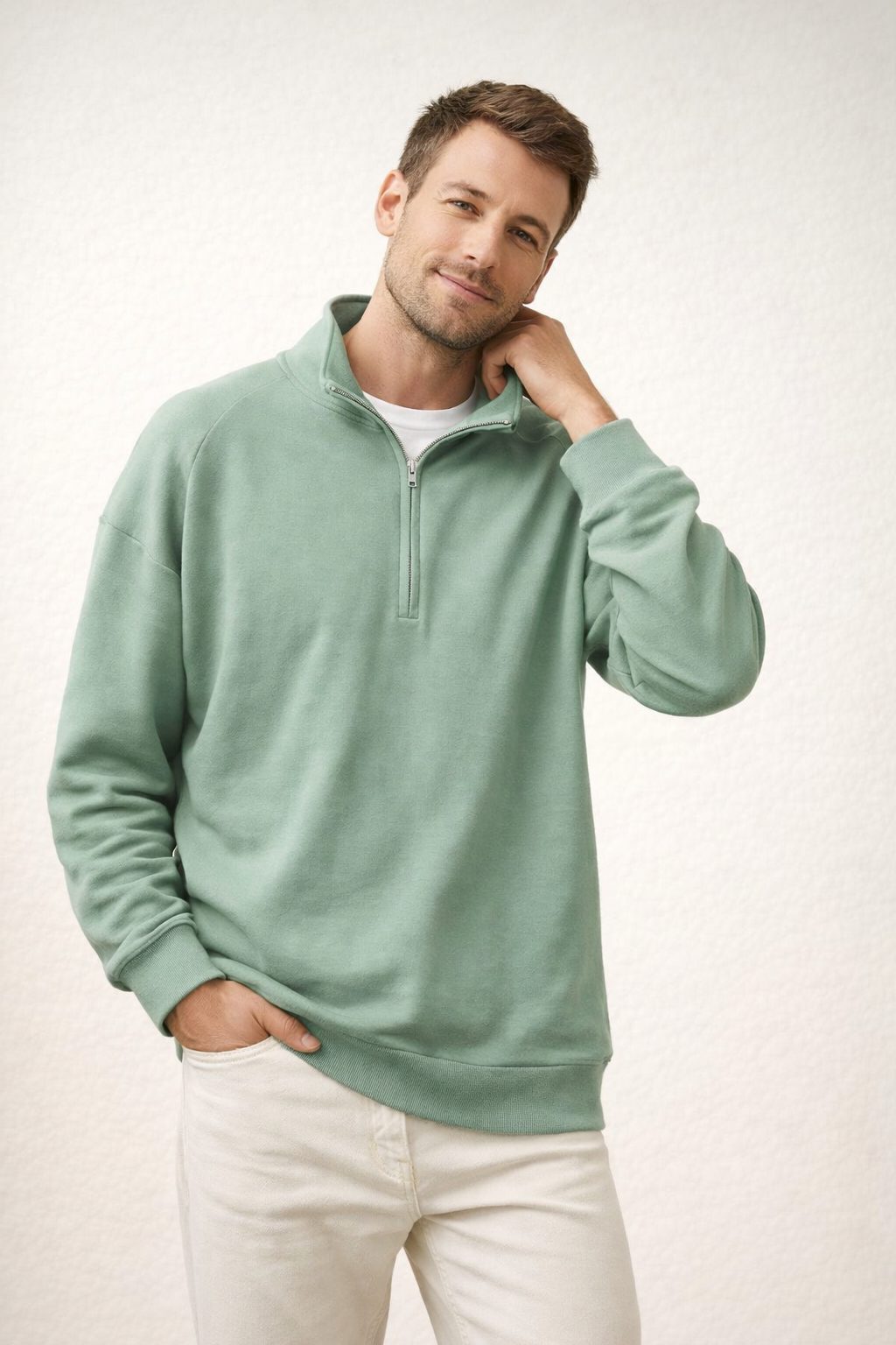 Herren Pullover mit Stehkragen und Reissverschluss
