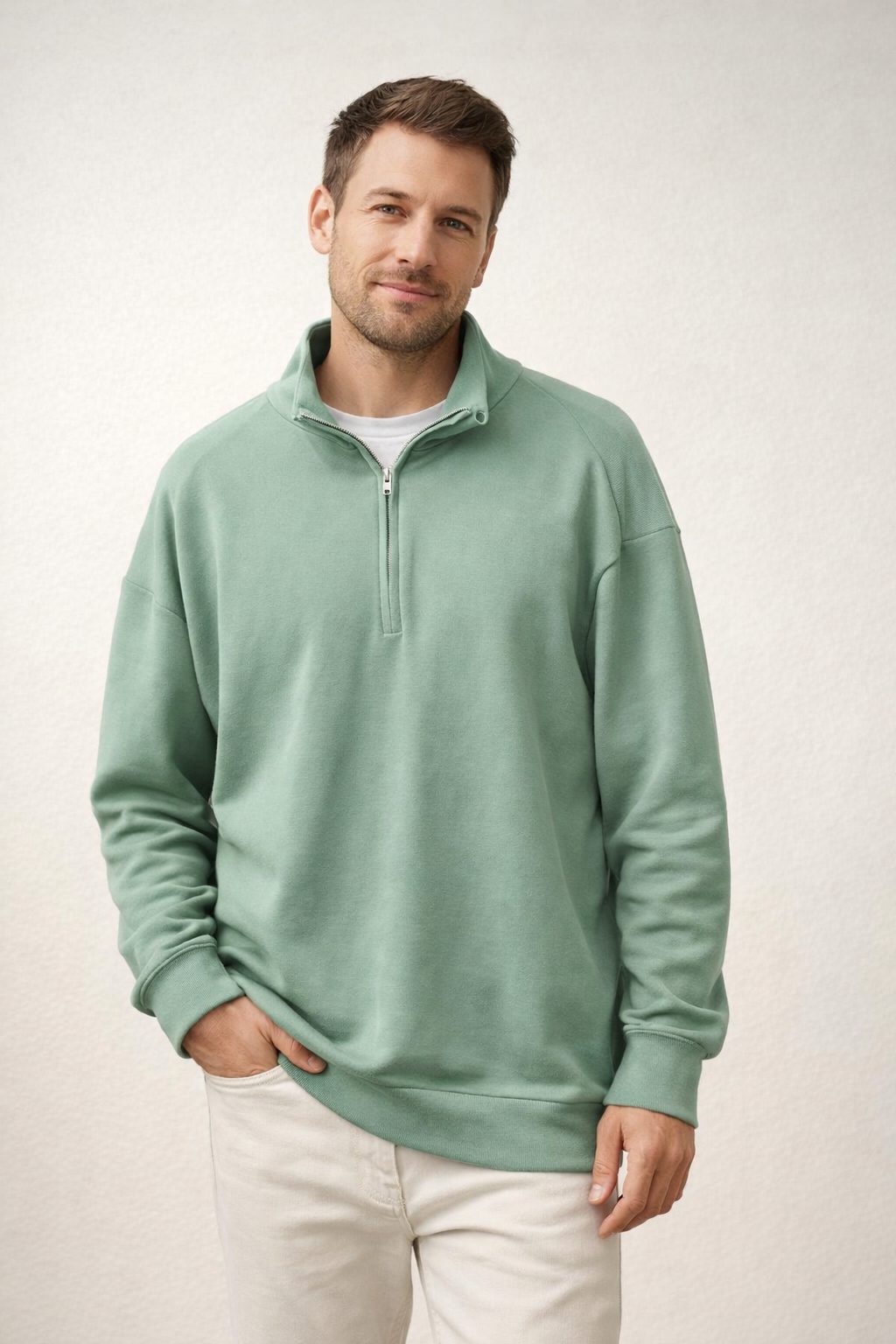 Herren Pullover mit Stehkragen und Reissverschluss - View 3