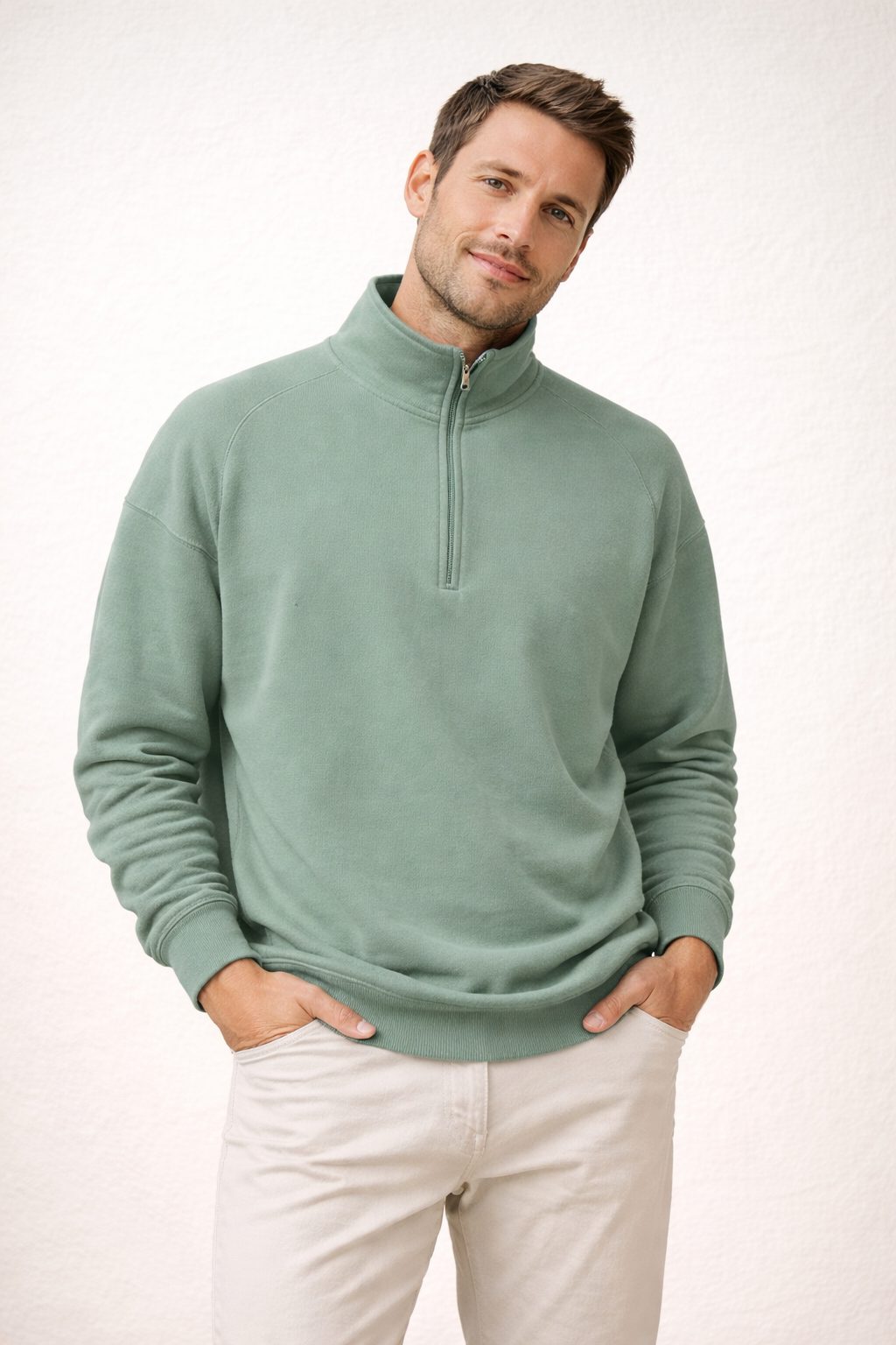 Herren Pullover mit Stehkragen und Reissverschluss - View 2