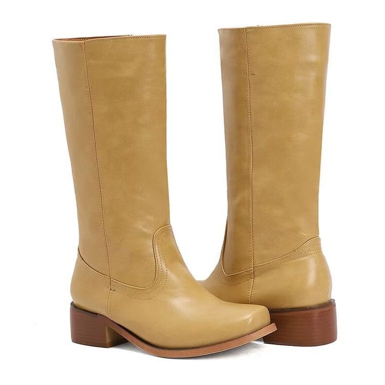 Damen Plateau-Stiefel mit Blockabsatz Pull-On
