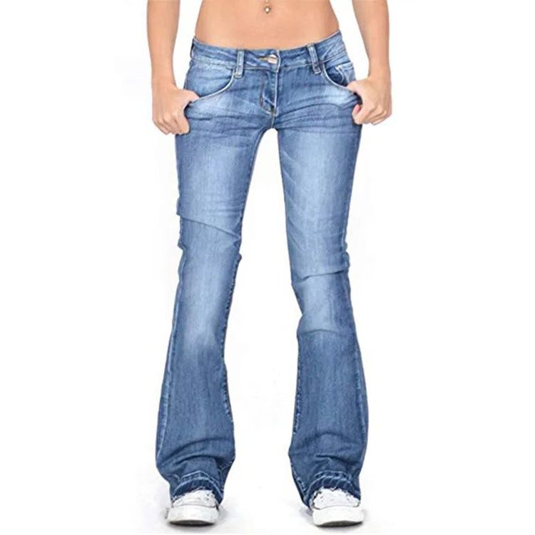 Damen Low-Rise Schlagjeans mit Weiter Passform - Hellblau