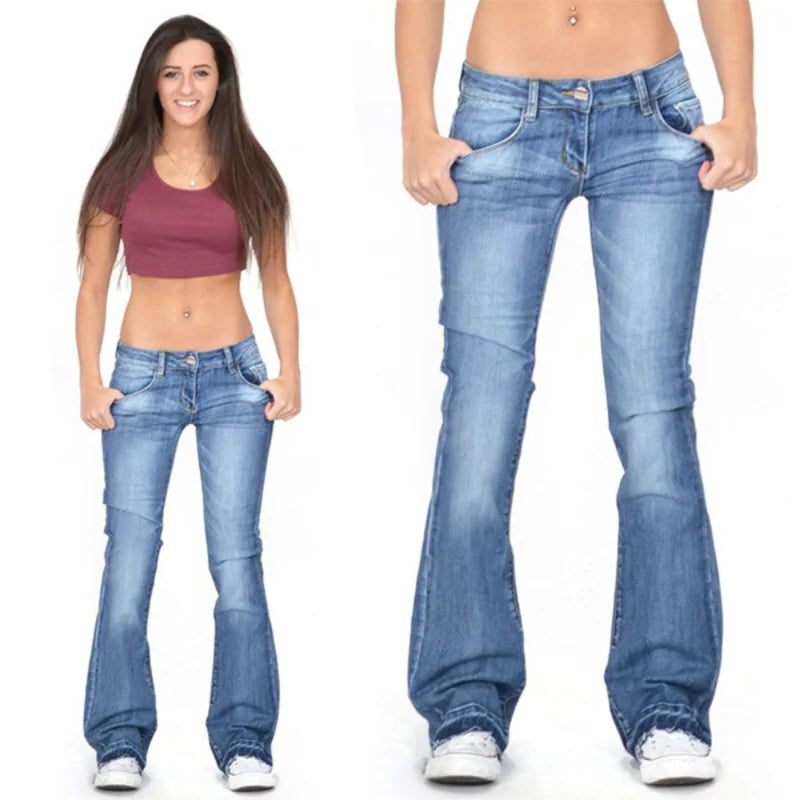 Damen Low-Rise Schlagjeans mit Weiter Passform