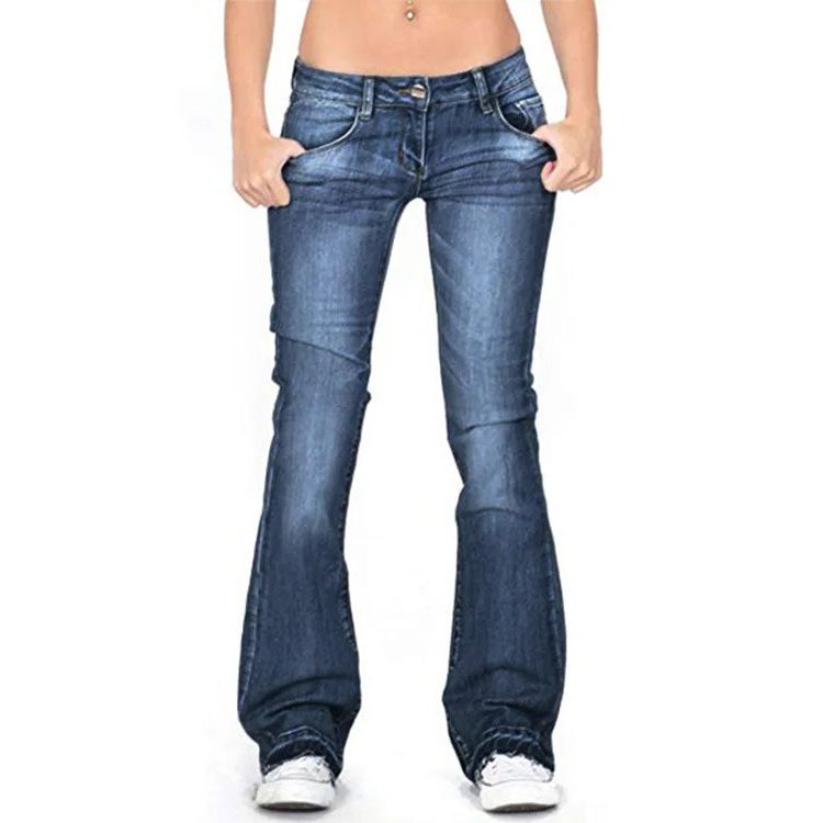 Damen Low-Rise Schlagjeans mit Weiter Passform - Dunkelblau