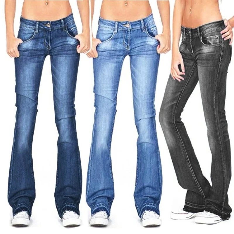 Damen Low-Rise Schlagjeans mit Weiter Passform - View 3