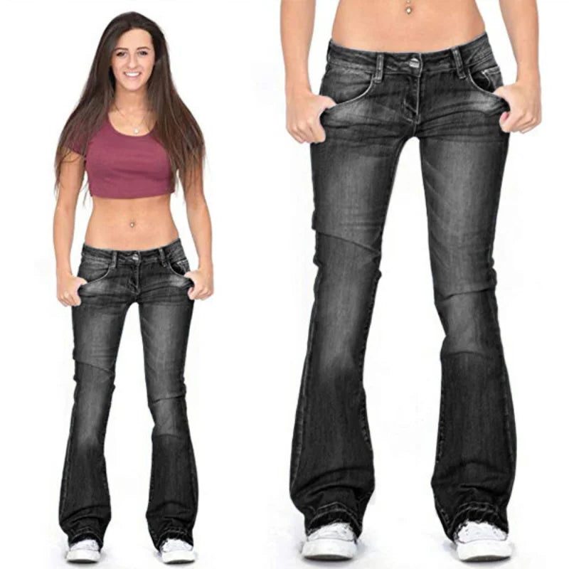Damen Low-Rise Schlagjeans mit Weiter Passform - View 4