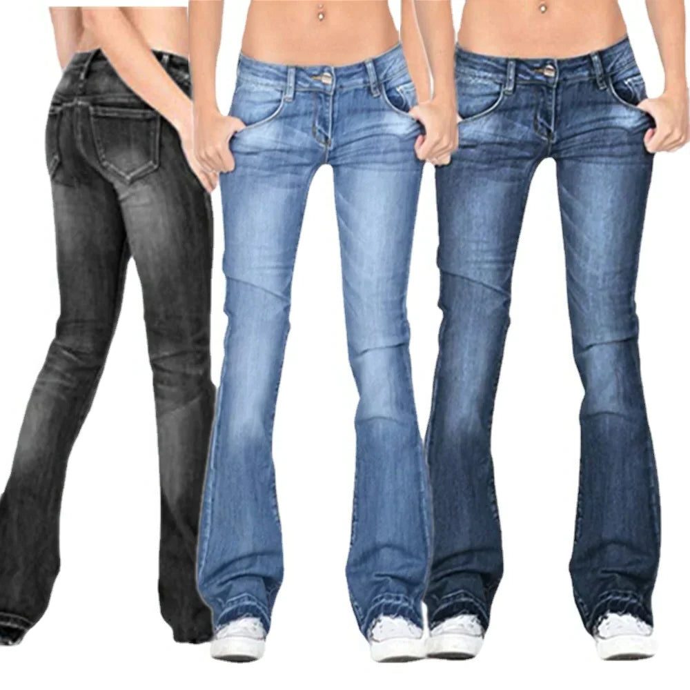 Damen Low-Rise Schlagjeans mit Weiter Passform - View 5