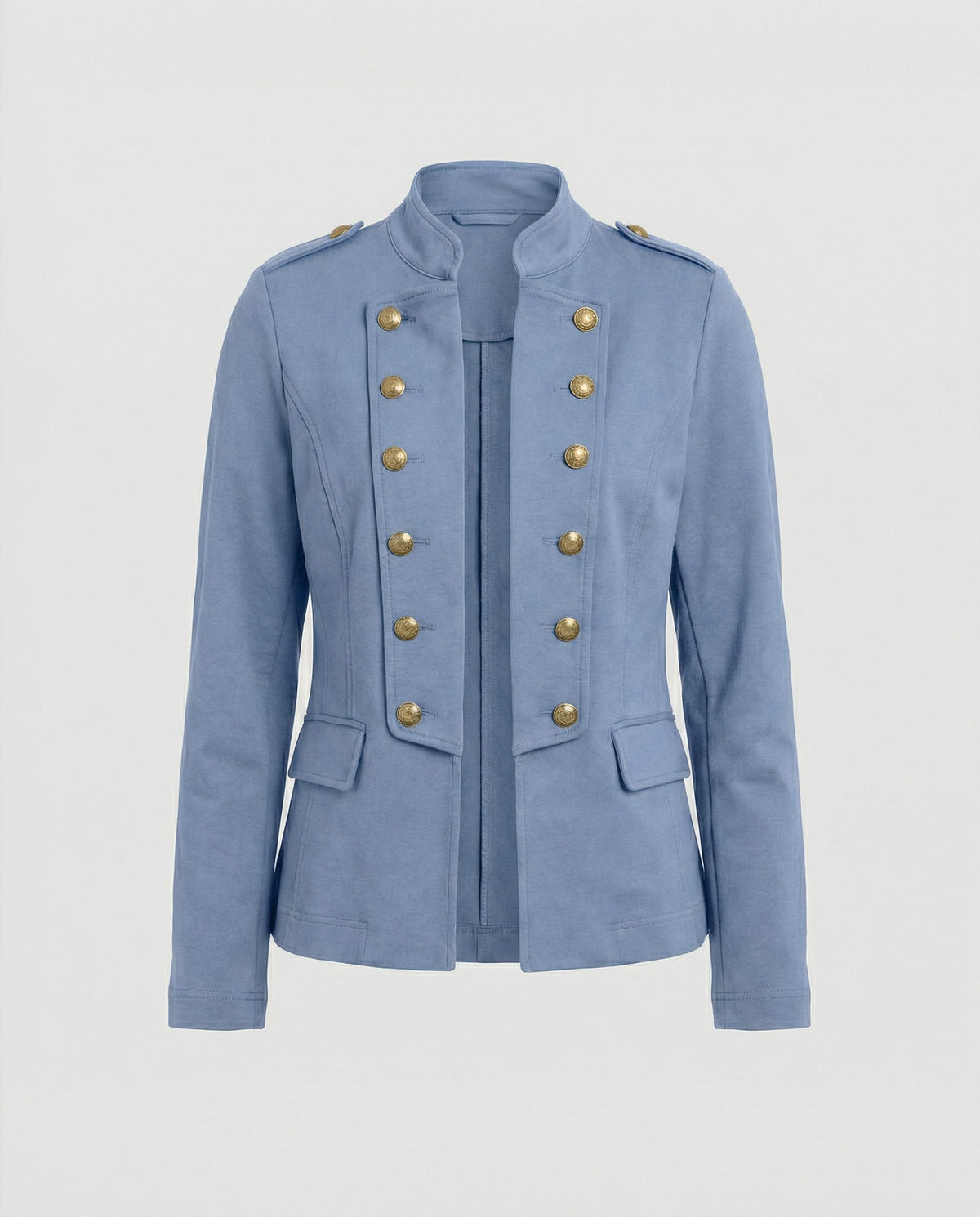 Damen Kurzblazer mit Stehkragen und Knopfleiste - Himmelblau