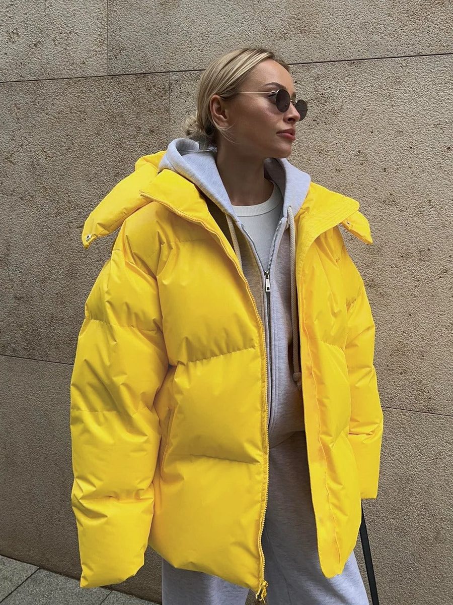 Damen Kurze Daunenjacke mit Kapuze - View 6