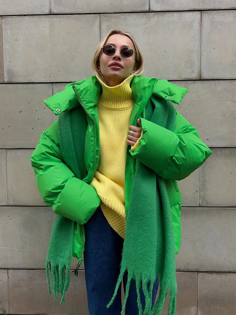 Damen Kurze Daunenjacke mit Kapuze - View 7