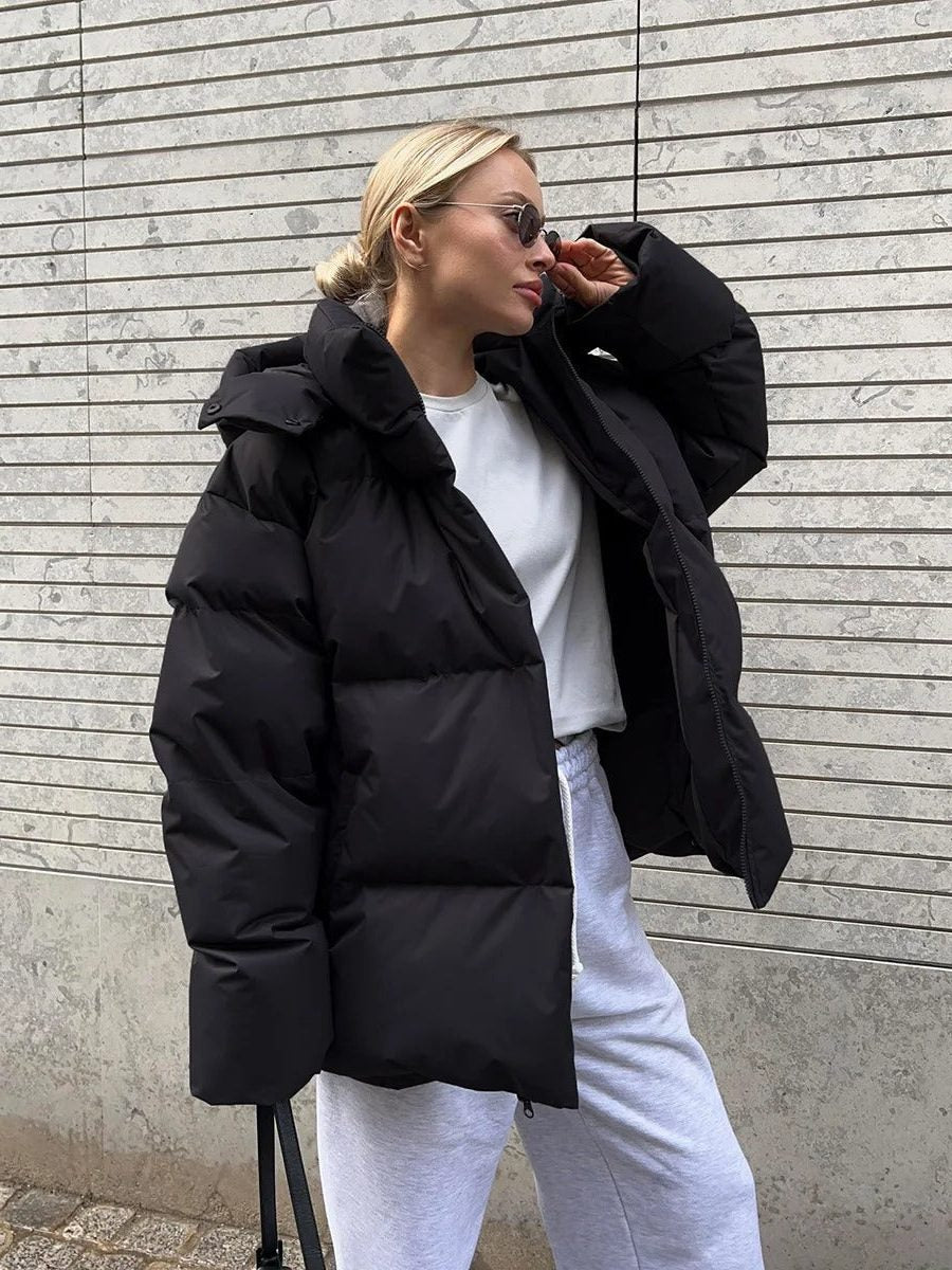 Damen Kurze Daunenjacke mit Kapuze - View 9