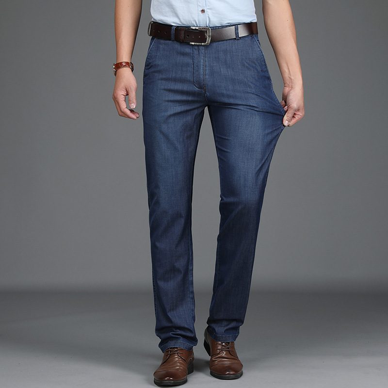 Herren Straight Leg Dehnbare Jeans - Bleu