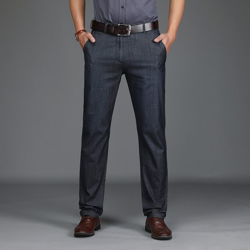Herren Straight Leg Dehnbare Jeans - Noir