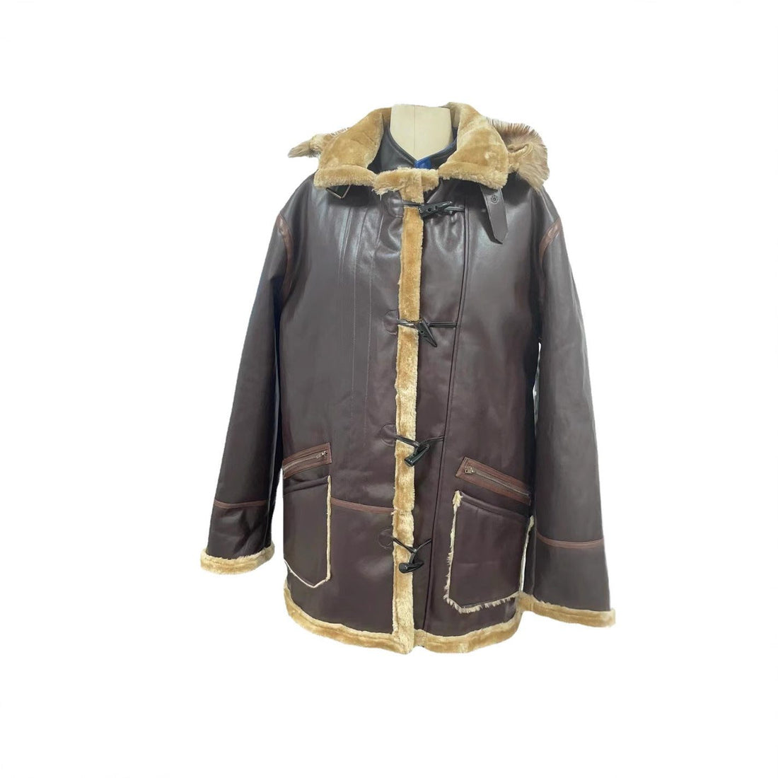 Damen Lammfell Parka mit Stehkragen und Reissverschluss