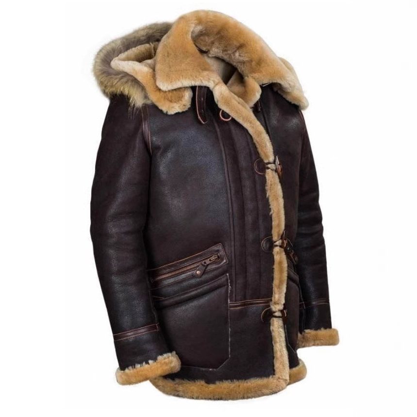 Damen Lammfell Parka mit Stehkragen und Reissverschluss