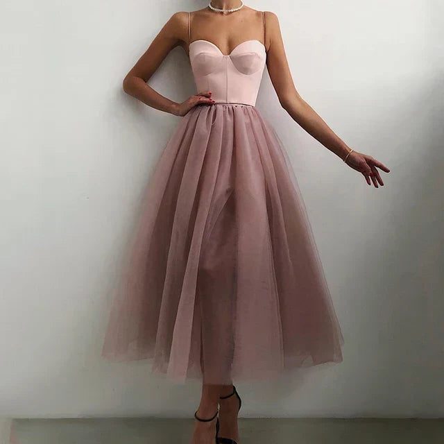 Damen Tüll-Korsett Abendkleid A-Linie
