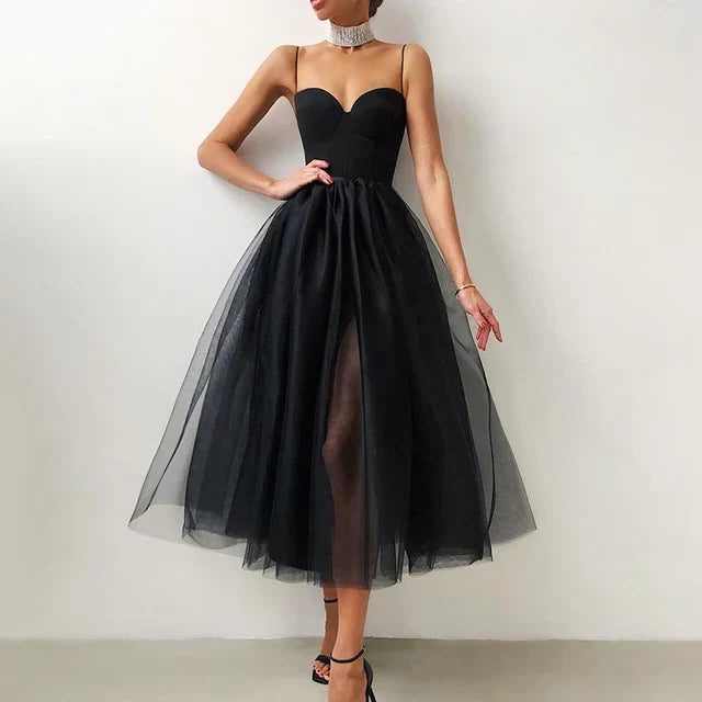 Damen Tüll-Korsett Abendkleid A-Linie