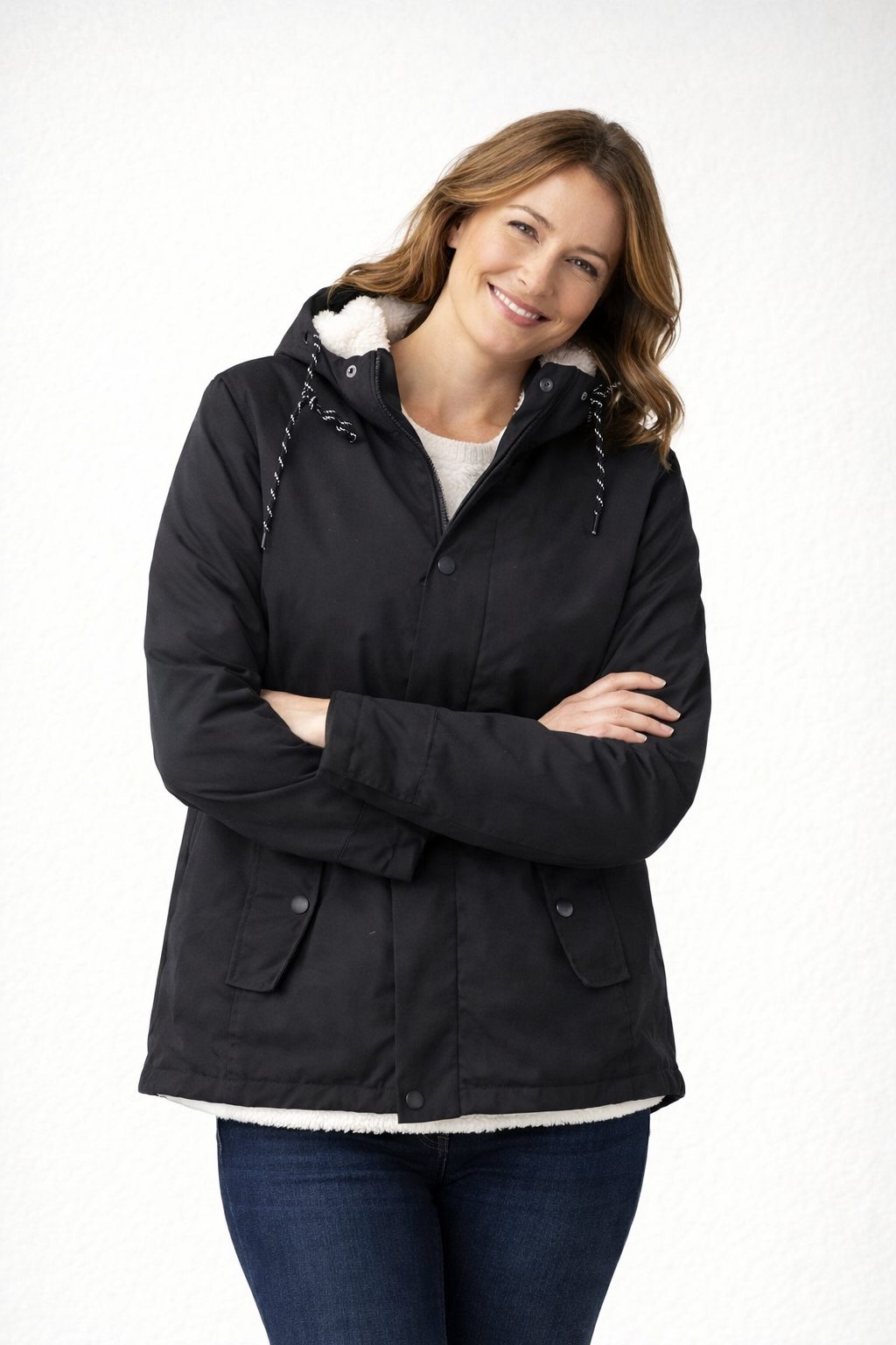 Damen Winterjacke mit Kapuze und Fleecefutter - View 3