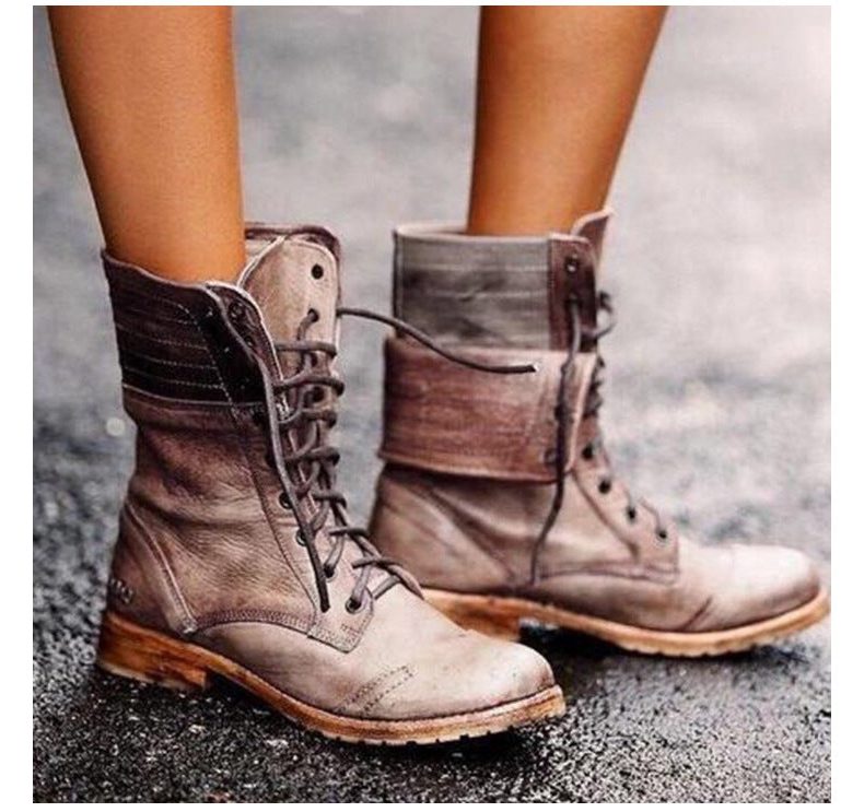 Damen Schnürstiefel mit Schnürung Vorne
