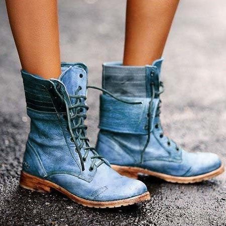 Damen Schnürstiefel mit Schnürung Vorne - View 3