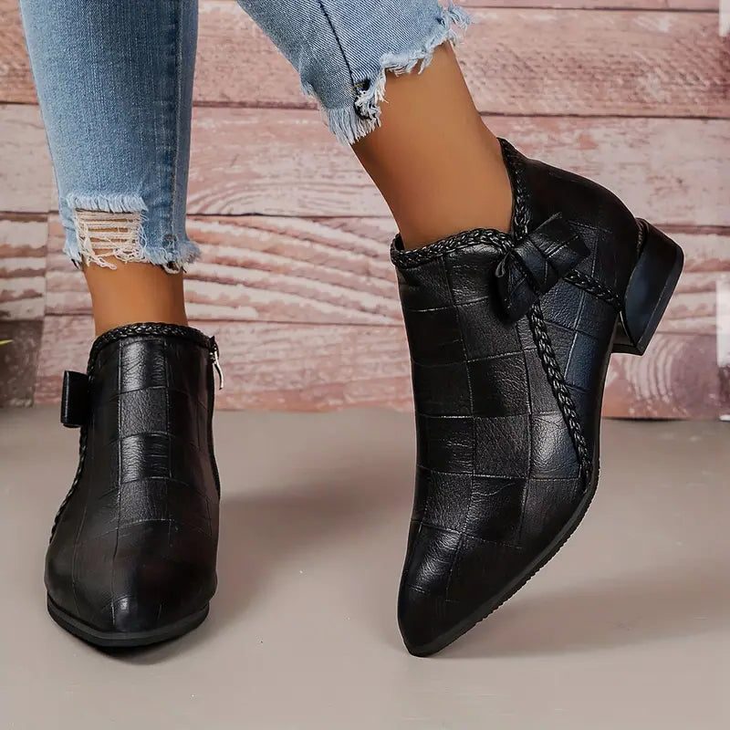 Damen Spitzige Zehenpartie Stiefeletten mit Reissverschluss