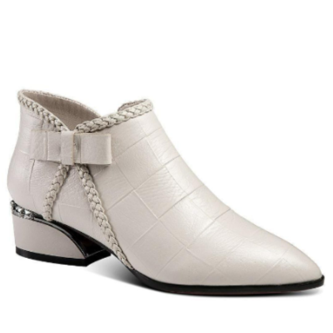 Damen Spitzige Zehenpartie Stiefeletten mit Reissverschluss - Beige