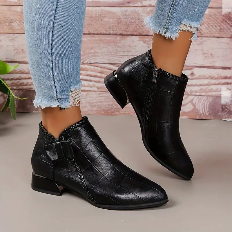 Damen Spitzige Zehenpartie Stiefeletten mit Reissverschluss - View 2